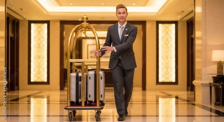 Luxury Hotel Lobby Bellhop & Luggage Handling